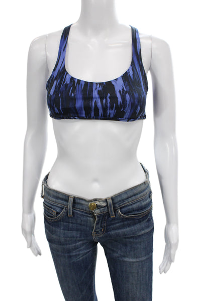 Lululemon Womens Strappy Back Scoop Neck Printed Sports Bra Blue Size 6