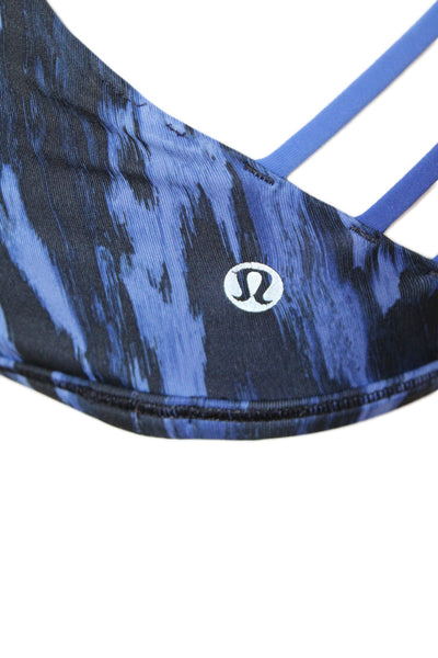 Lululemon Womens Strappy Back Scoop Neck Printed Sports Bra Blue Size 6