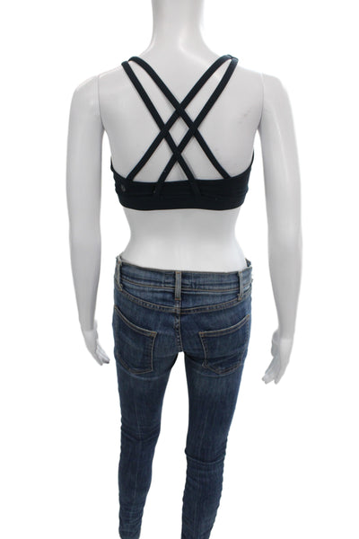 Lululemon Womens Spaghetti Strap Scoop Neck Sports Bra Navy Size 6