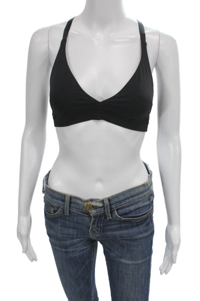 Lululemon Womens Spaghetti Strap Stretch Scalloped Sports Bra Black Size 4