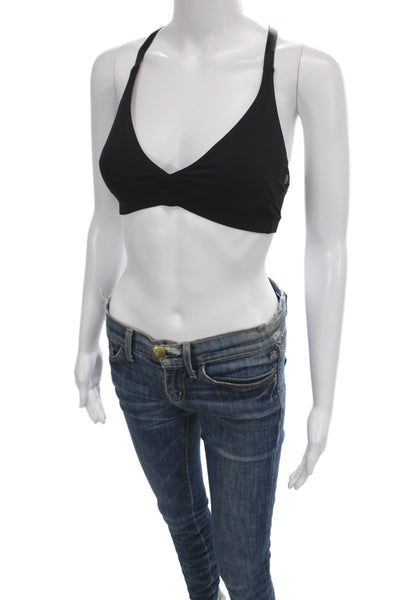Lululemon Womens Spaghetti Strap Stretch Scalloped Sports Bra Black Size 4