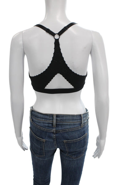 Lululemon Womens Spaghetti Strap Stretch Scalloped Sports Bra Black Size 4