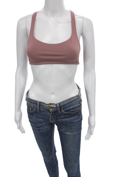 Lululemon Womens Strappy Back Scoop Neck Sports Bra Nude Size 6