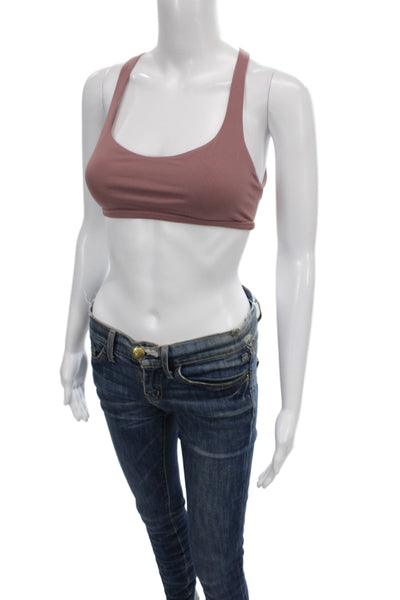Lululemon Womens Strappy Back Scoop Neck Sports Bra Nude Size 6