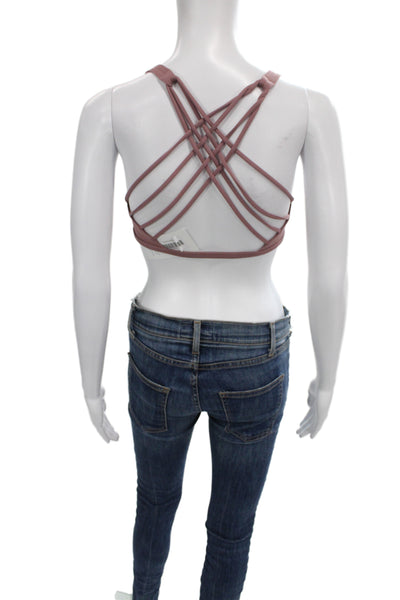 Lululemon Womens Strappy Back Scoop Neck Sports Bra Nude Size 6