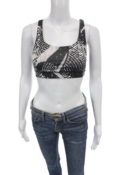 Lululemon Womens Strappy Back Abstract Sports Bra Black White Size 6