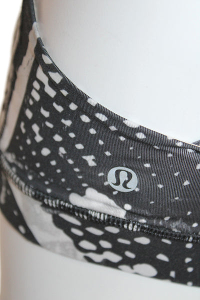 Lululemon Womens Strappy Back Abstract Sports Bra Black White Size 6