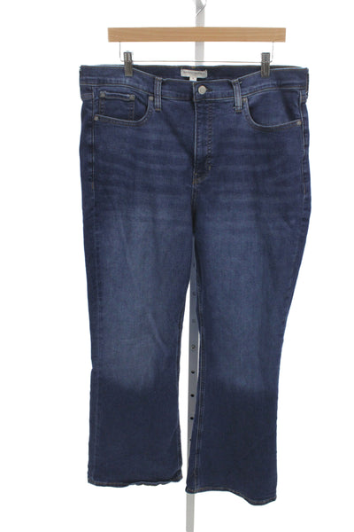 Banana Republic Unisex Flared Jeans Dark Blue High Rise 90s Size 34