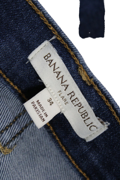 Banana Republic Unisex Flared Jeans Dark Blue High Rise 90s Size 34