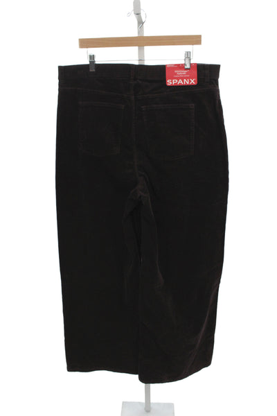 Spanx Womens Plus Brown Button Pants Cotton Blend Size 1X