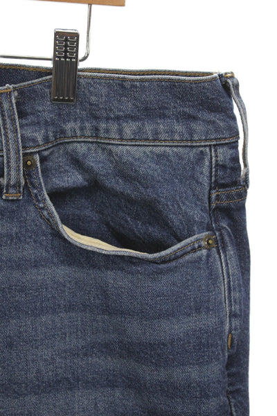 J Crew Unisex Cropped Straight Jeans Dark Blue High Rise Button Size 34