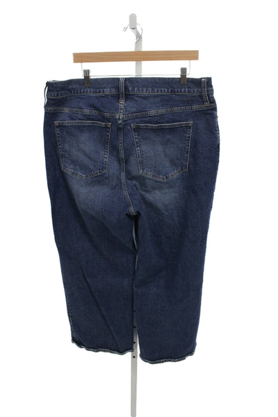 J Crew Unisex Cropped Straight Jeans Dark Blue High Rise Button Size 34