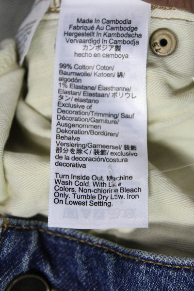 J Crew Unisex Cropped Straight Jeans Dark Blue High Rise Button Size 34
