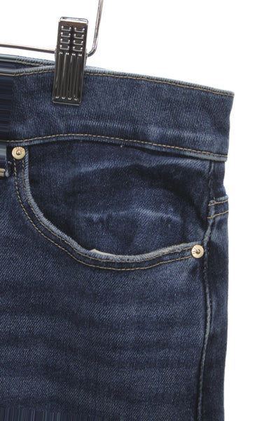 Paige Womens Cropped Wide Leg Dark Blue High Rise Jeans Size 34