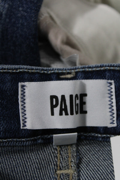 Paige Womens Cropped Wide Leg Dark Blue High Rise Jeans Size 34