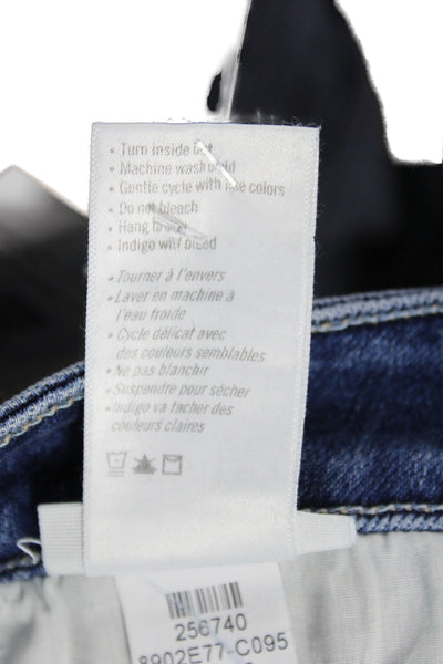 Paige Womens Cropped Wide Leg Dark Blue High Rise Jeans Size 34