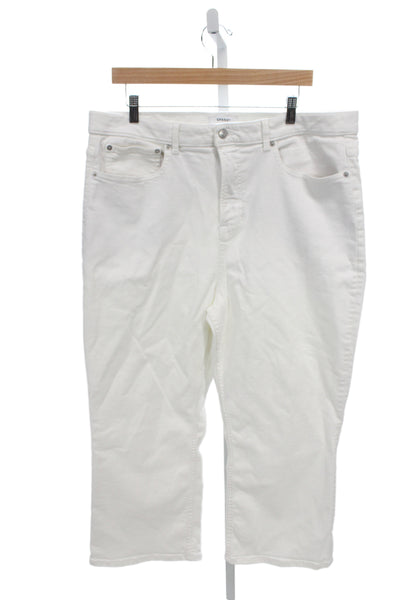 Spanx Womens Cropped White High Rise Pants Plus Size 20