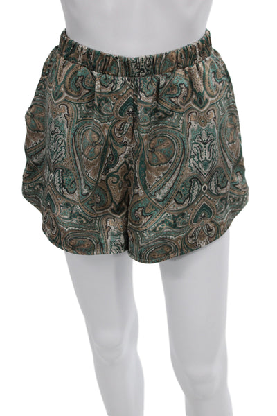 T/Shirt Shoppe Unisex Brown Paisley Bohemian Cotton Polyester Shorts Size L