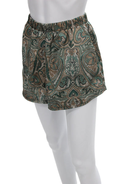 T/Shirt Shoppe Unisex Brown Paisley Bohemian Cotton Polyester Shorts Size L