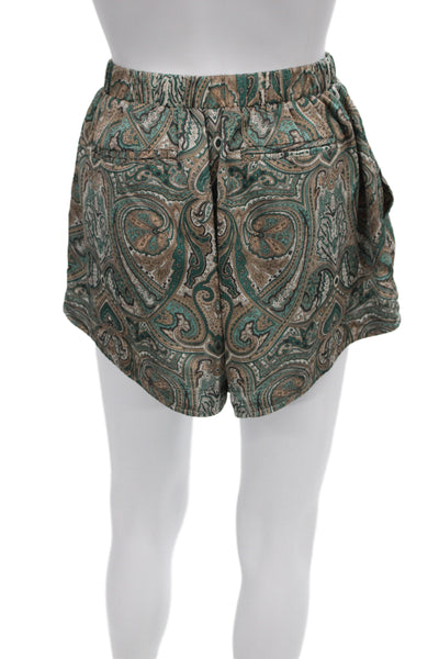 T/Shirt Shoppe Unisex Brown Paisley Bohemian Cotton Polyester Shorts Size L