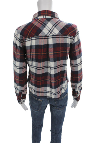 Rails Womens Cropped Plaid Button-Up Long Sleeve Red Size S Petite