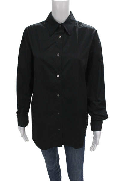 Sold Out Unisex Black 100% Cotton Point Collar Button-Up 3/4 Sleeve Size S
