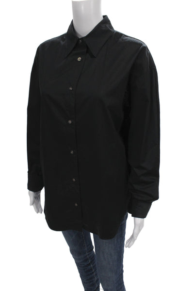 Sold Out Unisex Black 100% Cotton Point Collar Button-Up 3/4 Sleeve Size S