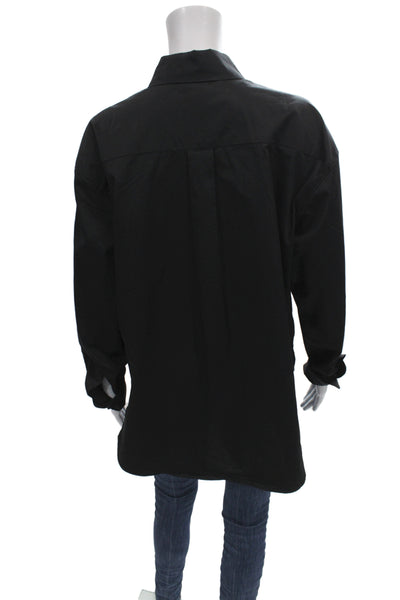 Sold Out Unisex Black 100% Cotton Point Collar Button-Up 3/4 Sleeve Size S