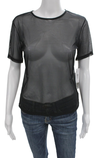 Natori Womens Gothic Black Round Neck Short Sleeve T Shirt Poly Spandex Size S