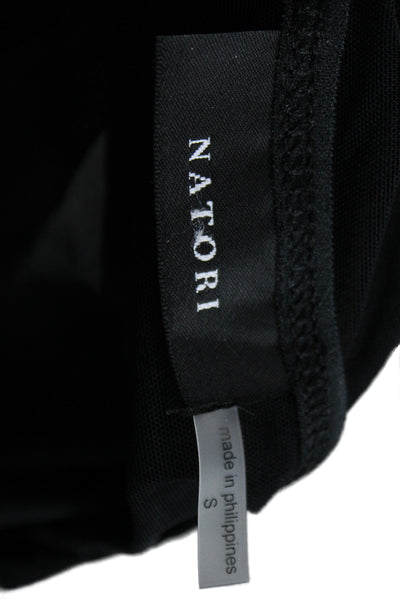 Natori Womens Gothic Black Round Neck Short Sleeve T Shirt Poly Spandex Size S