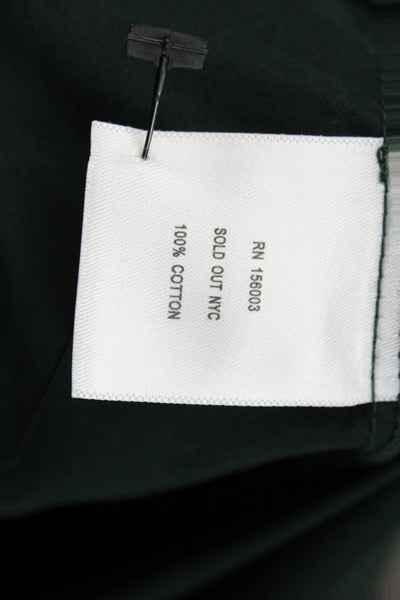 Sold Out Unisex Point Collar Button-Up Long Sleeve Green 100% Cotton Size S