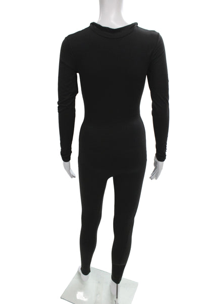 Bump Suit Women Maternity Jumpsuit Long Sleeve Round Neck Black Size S