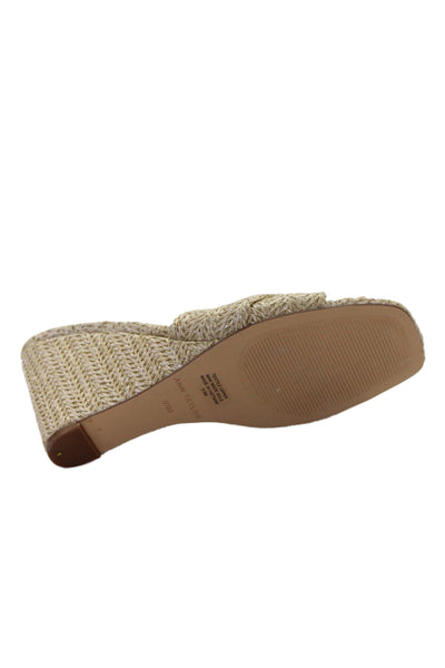 Ann Taylor Womens Wedge Heel Raffia Twist Strap Slide Sandals Beige Size 9.5M
