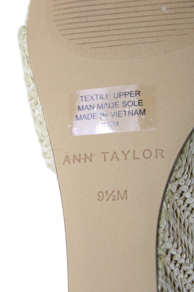 Ann Taylor Womens Wedge Heel Raffia Twist Strap Slide Sandals Beige Size 9.5M