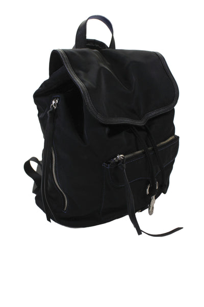 Rebecca Minkoff Womens Double Strap Nylon Drawstring Backpack Handbag Black