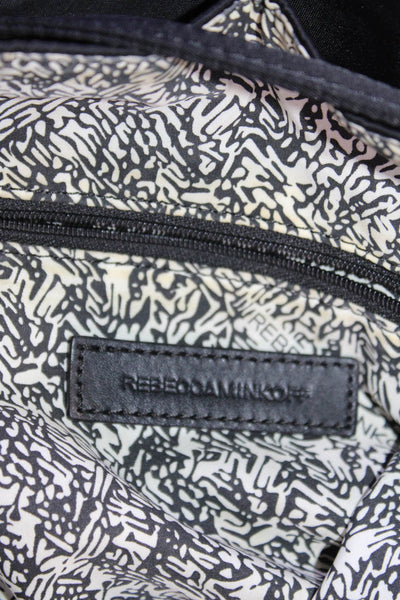 Rebecca Minkoff Womens Double Strap Nylon Drawstring Backpack Handbag Black