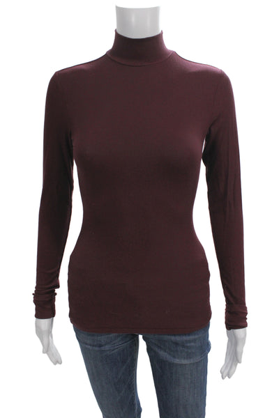 Skims Women Mock Neck Long Sleeve Top Purple Modal Elastane Petite Size S