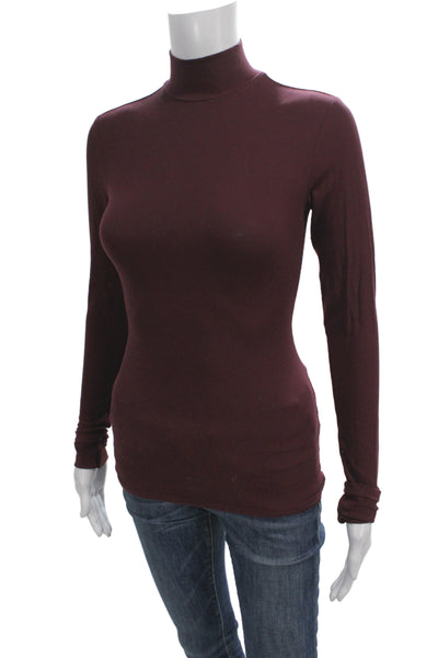 Skims Women Mock Neck Long Sleeve Top Purple Modal Elastane Petite Size S