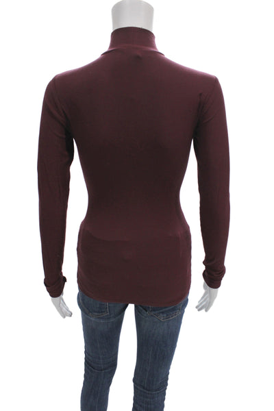Skims Women Mock Neck Long Sleeve Top Purple Modal Elastane Petite Size S