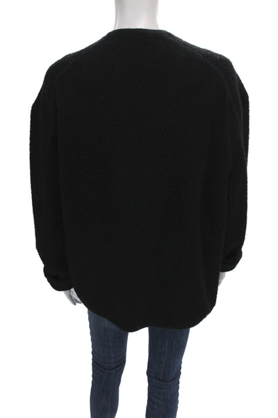 COS Womens Black Zip Wool Blend Classic Jacket Round Neck Size S