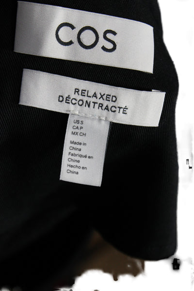 COS Womens Black Zip Wool Blend Classic Jacket Round Neck Size S