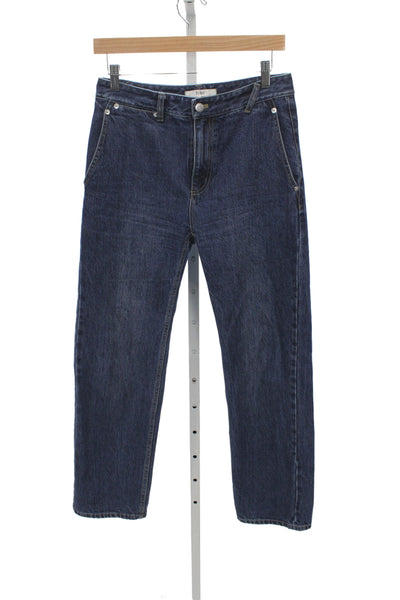 Tibi Womens Straight Cropped Jeans Dark Blue 100% Cotton High Rise Size 24