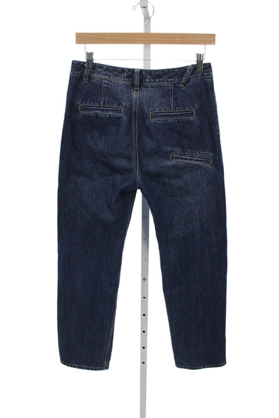 Tibi Womens Straight Cropped Jeans Dark Blue 100% Cotton High Rise Size 24