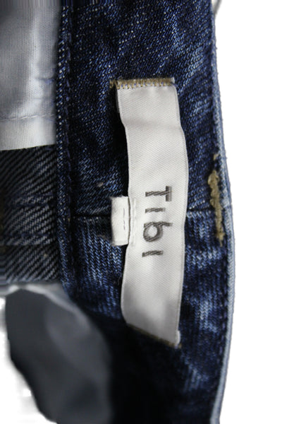 Tibi Womens Straight Cropped Jeans Dark Blue 100% Cotton High Rise Size 24