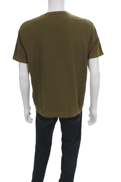 Zara Mens Army Brown Cotton Crew Neck Short Sleeve T-Shirt Size L