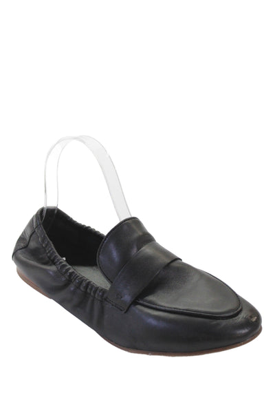 Quince Womens Leather Slide On Loafer Flats Black Size 9