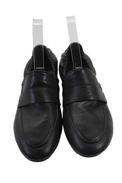 Quince Womens Leather Slide On Loafer Flats Black Size 9