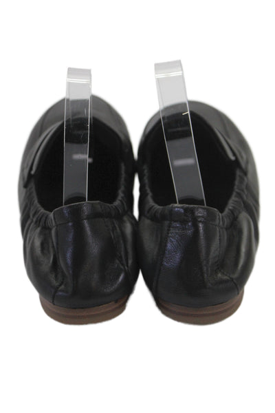 Quince Womens Leather Slide On Loafer Flats Black Size 9