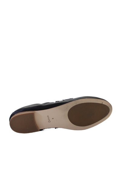 Quince Womens Leather Slide On Loafer Flats Black Size 9