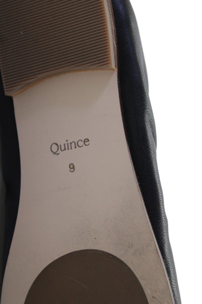 Quince Womens Leather Slide On Loafer Flats Black Size 9
